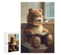 1000 PCS Puzzle for Adults Teddy Bear Reading on Toilet Puzzle For Teenagerss Improve Memory Fun Activities at Home Stress Reduction Gifts 1000 PCS