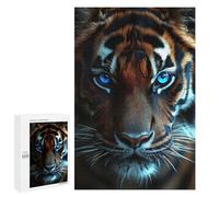 1000 PCS Puzzle For Adults Tiger Portrait with Intense Blue Eyes Jigsaws for Adults Puzzle Improve Memory Wishlist with Santa Claus Stress Reduction Gifts 1000 PCS