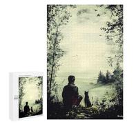 1000 PCS Puzzle For Adults Vintage Solitude - Man And Dog in Tranquil Nature Jigsaws for Adults Relax Games Pattern Assembly Deal As Gifts for The Whole Family 1000 PCS