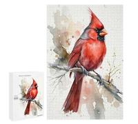 1000 PCS Puzzle For Adults Watercolor Cardinal Bird Jigsaw for Adults Relax Games Staycation Kill Time Deal As Gifts for The Whole Family 1000 PCS