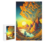 1000 PCS Puzzle for Adults Whimsical Landscape with River And Mountains Adult Jigsaw Puzzle Brain Teaser Game But Fun And Humorous Fun at Home Activities, 1000 PCS