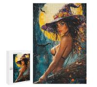 1000 PCS Puzzle For Adults Witch on Broomstick with Full Moon Puzzle For Teenagers Analysis And Logic Help The Brain Exercise Deal As Gifts for The Whole Family 1000 PCS