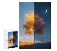 1000 PCS Puzzle For Teenagers Autumn's Dual Beauty Day & Night Adult Jigsaw Puzzles Difficult Hard Challenging To Complete Challenging Family Fun Game 1000 PCS