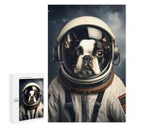 1000 PCS Puzzle For Teenagerss Boston Terrier Astronaut Puzzles for Adults Hands-on Game Pattern Assembly Unique Gifts for Birthday And Christmas 1000 PCS