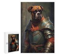 1000 PCS Puzzle For Teenagerss Boxer Dog Knight in Armor Jigsaw for Adults Relax Games Pattern Assembly Unique Gifts for Birthday And Christmas 1000 PCS