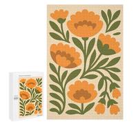 1000 PCS Puzzle For Teenagerss Floral Pattern with Orange Flowers Puzzles for Adults DIY Toys But Fun And Humorous Unique Gifts for Birthday And Christmas 1000 PCS
