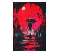 1000 PCS Puzzle For Teenagerss Silhouette Under Red Moon Jigsaw for Adults Brain Teaser Game Analysis And Logic Difficult And Challenge 1000 PCS