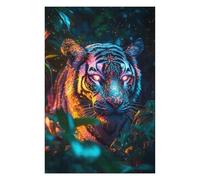 1000 PCS Puzzle For Teenagerss Tiger in Neon Jungle Jigsaw for Adults Brain Teaser Game Analysis And Logic Difficult And Challenge 1000 PCS