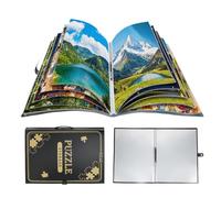 1000 Pcs Puzzle Storage Portfolio Folder with 20 Acid- Free Pockets, Large Capacity Puzzle Organizer, Portable, Dustproof and Protective Accessory for Jigsaw Enthusiasts (Golden)