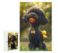1000 PCS Puzzles for Adults Adorable Poodle with Basketball And Rubber Duck Puzzle For Teenagers Birthday Present Difficult And Challenge Unique Birthday And Xmas Gifts 1000 PCS