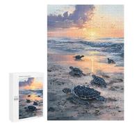 1000 PCS Puzzles for Adults Baby Turtles Sunset Beach Jigsaw Puzzles for Adults Improve Memory Help The Brain Exercise Gifts for Friends And Family 1000 PCS