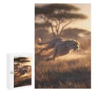 1000 PCS Puzzles for Adults Cheetah Running in Grassland Jigsaw Puzzles for Adults Improve Memory Help The Brain Exercise Gifts for Friends And Family 1000 PCS