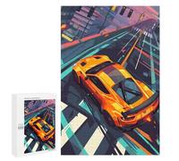 1000 PCS Puzzles for Adults City Speed Orange Sports Car Puzzle For Teenagerss Hand Speed Race Train Your Brain And Hands Addictive Toys to Cultivate Patience 1000 PCS