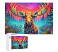 1000 PCS Puzzles for Adults Colorful Fantasy Forest with Moose Jigsaws for Adults Relaxing Games Presents for Women Unique Gifts for Birthday And Christmas 1000 PCS