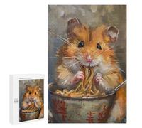 1000 PCS Puzzles for Adults Cute Hamster Spaghetti Eat Adult Jigsaw Family Games Precision Cutting Unique Gifts for Birthday And Christmas 1000 PCS