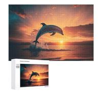 1000 PCS Puzzles for Adults Dolphin Leaping at Sunset -1 Jigsaws for Adults Relaxing Games Presents for Women Unique Gifts for Birthday And Christmas 1000 PCS