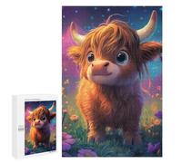 1000 PCS Puzzles for Adults Fantasy Highland Cow Art Print-1 Puzzle For Teenagers Birthday Present Difficult And Challenge Unique Birthday And Xmas Gifts 1000 PCS