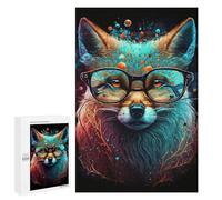 1000 PCS Puzzles for Adults Glowing Fox with Glasses Art Print Puzzle For Teenagerss Hand Speed Race Train Your Brain And Hands Addictive Toys to Cultivate Patience 1000 PCS