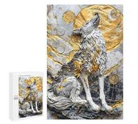 1000 PCS Puzzles for Adults Golden Moonlight Wolf Puzzle For Teenagerss Hand Speed Race Train Your Brain And Hands Addictive Toys to Cultivate Patience 1000 PCS