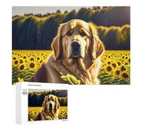 1000 PCS Puzzles for Adults Golden Retriever in Sunflower Field Jigsaws for Adults Relaxing Games Presents for Women Unique Gifts for Birthday And Christmas 1000 PCS