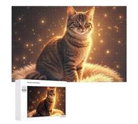 1000 PCS Puzzles for Adults Golden Tabby Cat Glow Jigsaws for Adults Relaxing Games Presents for Women Unique Gifts for Birthday And Christmas 1000 PCS