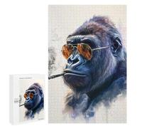 1000 PCS Puzzles for Adults Gorilla Smoking Jigsaws for Adults Relax Games Presents for Women Birthday And Unique Gifts 1000 PCS
