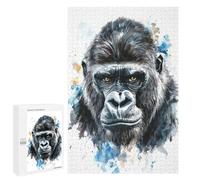 1000 PCS Puzzles for Adults Gorilla Watercolor Portrait Jigsaws for Adults Relax Games Presents for Women Birthday And Unique Gifts 1000 PCS