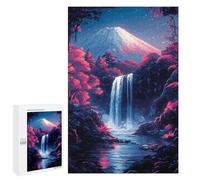 1000 PCS Puzzles for Adults Mountain Fuji Waterfall Night Japanese Cherry Blossom Jigsaws for Adults Relax Games Presents for Women Birthday And Unique Gifts 1000 PCS