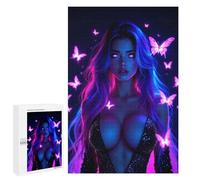 1000 PCS Puzzles for Adults Neon Butterfly Woman Puzzle For Teenagerss Hand Speed Race Train Your Brain And Hands Addictive Toys to Cultivate Patience 1000 PCS
