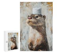 1000 PCS Puzzles for Adults Otter in Sailor Hat Painting Jigsaw Puzzles for Adults Improve Memory Help The Brain Exercise Gifts for Friends And Family 1000 PCS
