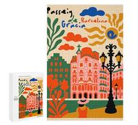 1000 PCS Puzzles for Adults Passeig De Gràcia, Barcelona Illustration Puzzle For Teenagerss Hand Speed Race Train Your Brain And Hands Addictive Toys to Cultivate Patience 1000 PCS