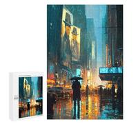 1000 PCS Puzzles for Adults Rainy City Night Neon Reflections Puzzle For Teenagerss Hand Speed Race Train Your Brain And Hands Addictive Toys to Cultivate Patience 1000 PCS