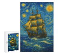 1000 PCS Puzzles for Adults Sailing Ship Under Starry Night Sky Jigsaws for Adults Relax Games Presents for Women Birthday And Unique Gifts 1000 PCS