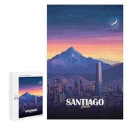 1000 PCS Puzzles for Adults Santiago, Chile Cityscape at Night Jigsaws for Adults Relax Games Presents for Women Birthday And Unique Gifts 1000 PCS