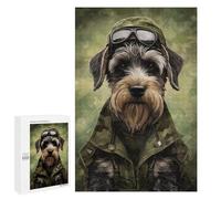 1000 PCS Puzzles for Adults Schnauzer Camo Jacket Adult Jigsaw Family Games Precision Cutting Unique Gifts for Birthday And Christmas 1000 PCS