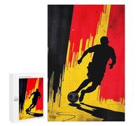 1000 PCS Puzzles for Adults Soccer Player Silhouette with Belgium Flag Background Jigsaws for Adults Relax Games Presents for Women Birthday And Unique Gifts 1000 PCS