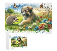 1000 PCS Puzzles for Adults Spring Flowers with Dog And Hedgehog Jigsaws for Adults Relaxing Games Presents for Women Unique Gifts for Birthday And Christmas 1000 PCS