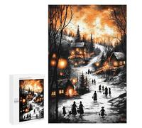 1000 PCS Puzzles for Adults Vintage Winter Glow - Lantern-Lit Village in A Snowy Twilight Jigsaws for Adults Relax Games Presents for Women Birthday And Unique Gifts 1000 PCS