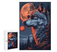 1000 PCS Puzzles for Adults Wolf with Sunglasses Art Print Puzzle For Teenagers Birthday Present Difficult And Challenge Unique Birthday And Xmas Gifts 1000 PCS