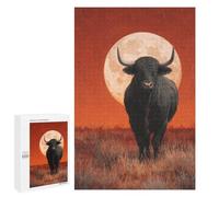 1000 PCS Puzzles for Teenagers Black Bull Under Full Moon Jigsaw Puzzles for Teenagers Staycation Kill Time Help The Brain Exercise Family Fun & Game Night 1000 PCS