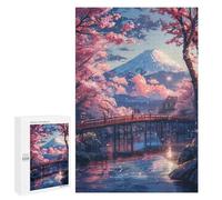 1000 PCS Puzzles for Teenagers Cherry Blossom Bridge Scene Jigsaw Puzzles for Teenagers Staycation Kill Time Help The Brain Exercise Family Fun & Game Night 1000 PCS