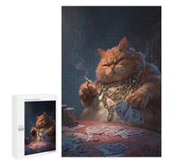 1000 PCS Puzzles for Teenagers Chill Cat Casino King Jigsaw Puzzles for Teenagers Staycation Kill Time Help The Brain Exercise Family Fun & Game Night 1000 PCS