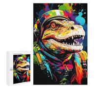 1000 PCS Puzzles for Teenagers Colorful Dinosaur Astronaut Art Print -4 Jigsaw Puzzles for Teenagers Staycation Kill Time Help The Brain Exercise Family Fun & Game Night 1000 PCS