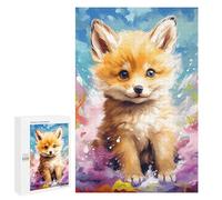 1000 PCS Puzzles for Teenagers Colorful Fox Cub Art Print Jigsaw Puzzles for Teenagers Staycation Kill Time Help The Brain Exercise Family Fun & Game Night 1000 PCS