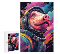 1000 PCS Puzzles for Teenagers Cosmic Pig Astronaut Jigsaw Puzzles for Teenagers Staycation Kill Time Help The Brain Exercise Family Fun & Game Night 1000 PCS