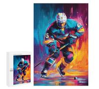 1000 PCS Puzzles for Teenagers Dynamic Hockey Player Artwork Jigsaw Puzzles for Teenagers Staycation Kill Time Help The Brain Exercise Family Fun & Game Night 1000 PCS