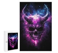 1000 PCS Puzzles for Teenagers Galactic Devil Skull Art Print Jigsaw Puzzles for Teenagers Staycation Kill Time Help The Brain Exercise Family Fun & Game Night 1000 PCS