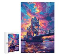 1000 PCS Puzzles for Teenagers London Bridge Sunset-6 Jigsaw Puzzles for Teenagers Staycation Kill Time Help The Brain Exercise Family Fun & Game Night 1000 PCS