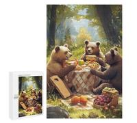 1000 PCS Puzzles for Teenagerss Bears Picnic in The Woods Puzzle for Adults Fun Games Staycation Kill Time Help The Brain Exercise 1000 PCS