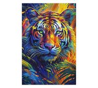 1000 PCS Puzzles for Teenagerss Colorful Tiger Portrait in Jungle Jigsaw Puzzle Brain Teaser Game Presents for Women Deal As Gifts for The Whole Family 1000 PCS